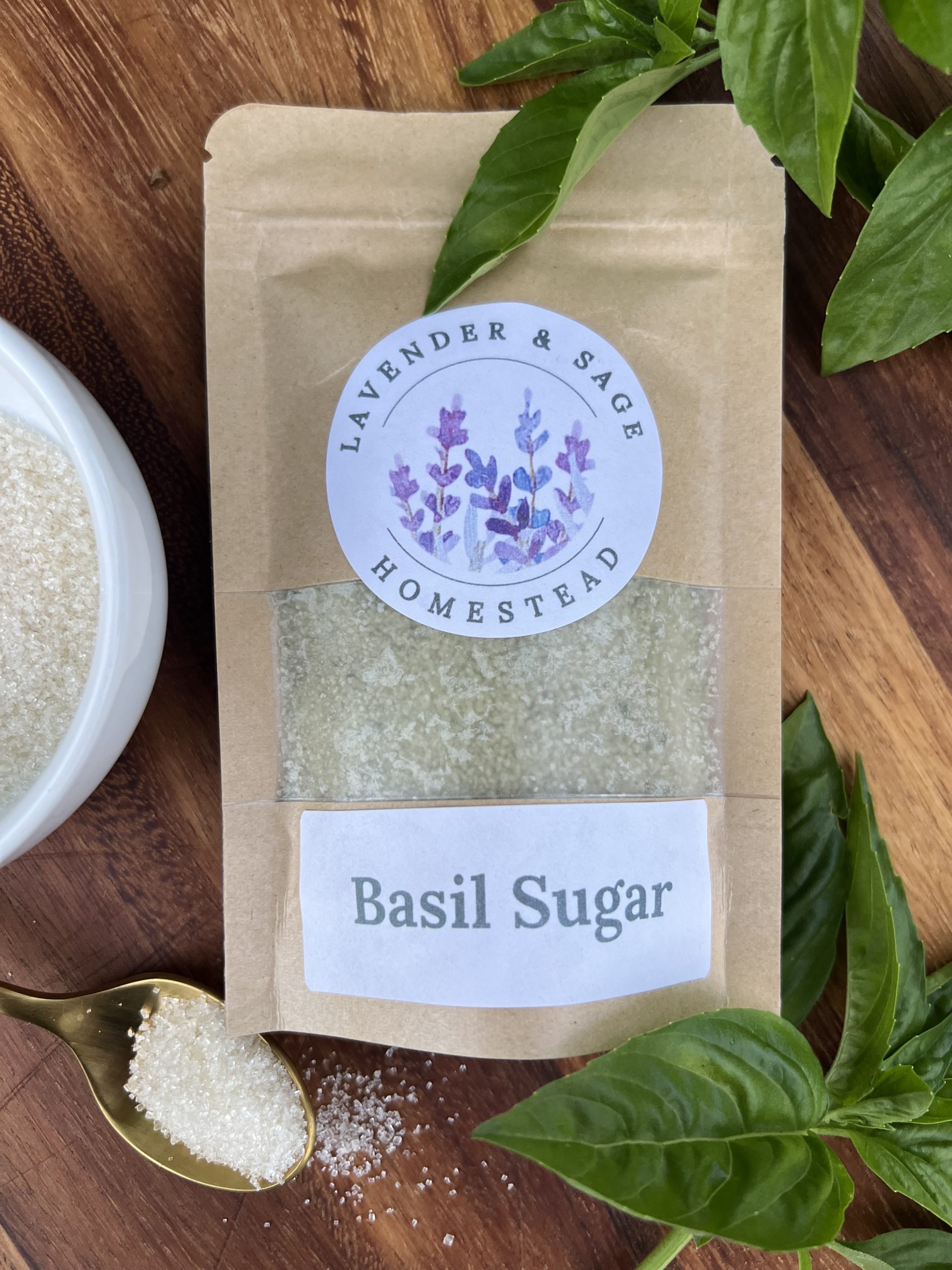 packet of basil sugar